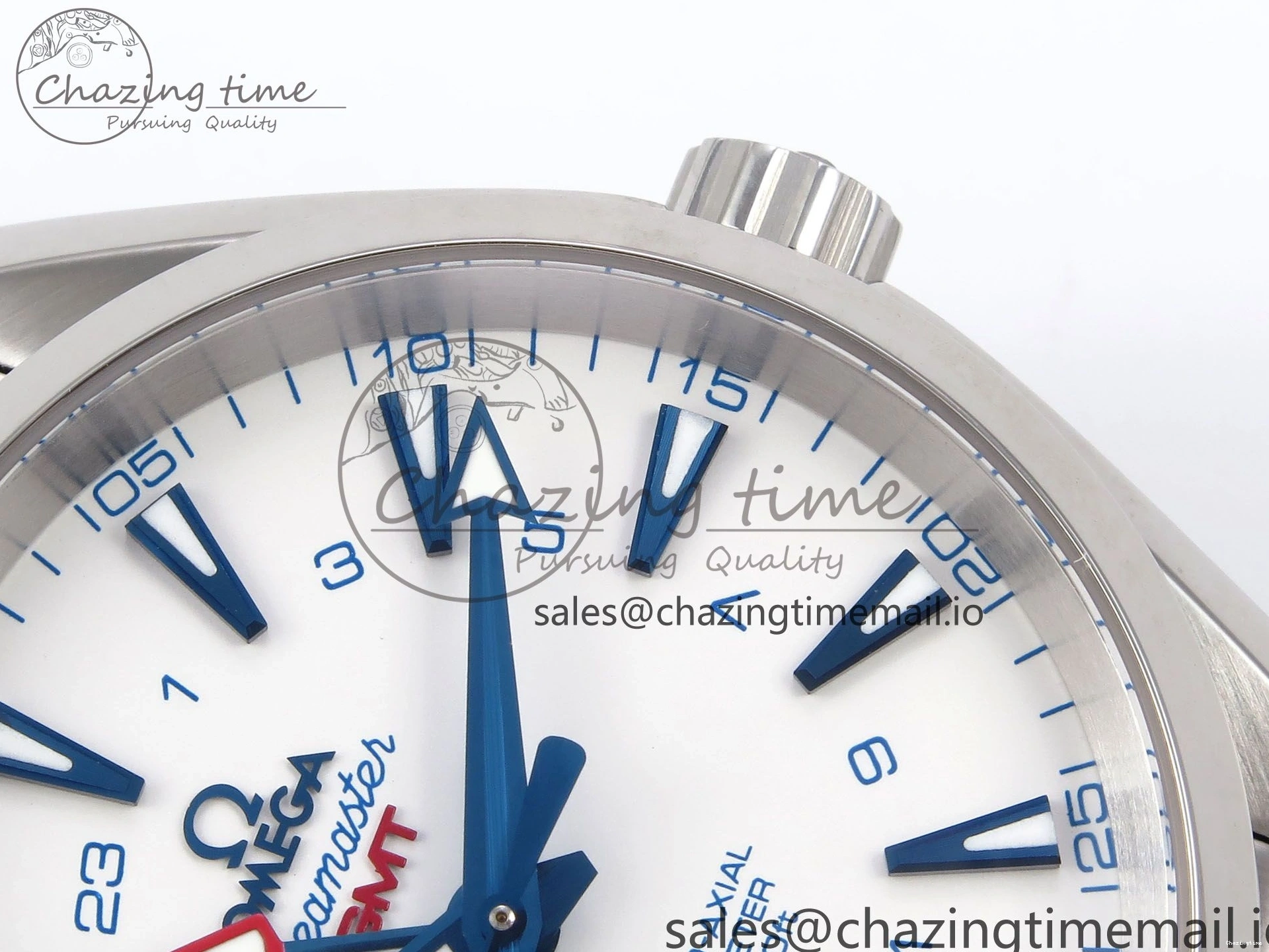 0108 Aqua Terra 150M GMT OMF 1:1 Best Edition White Blue Dial on SS Bracelet A RelaxedFit 7709